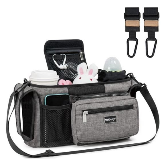 Universal Baby Stroller Organizer, Stroller Caddy  (Grey) - Picture 1 of 6